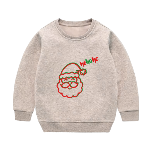 Youth Embroidered Santa Face Sweater