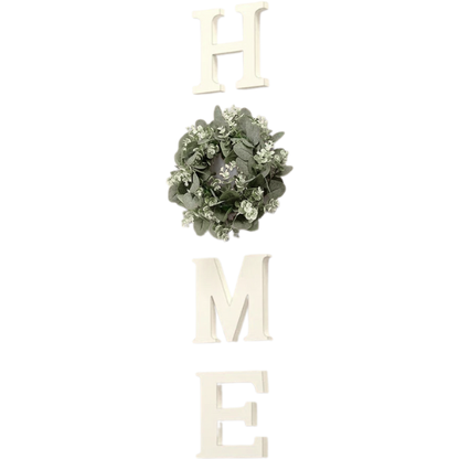 Farmhouse Wall Decor – Versatile 'Home' Logo with Wreath Hangers for Easy Display – Horizontal, Vertical, or Desktop Mounting Options