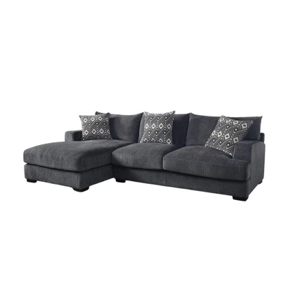 Contemporary Chenille Cushioned L-Shaped Sectional – Stylish Grey Sofa with Plush Pillows and Chaise Lounge for Ultimate Comfort