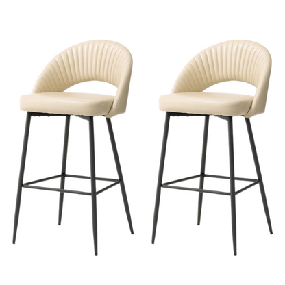 Set of 2 41" Modern Tapered Leg High Bar Stools with Leatherette Backrest and Fabric Seat – Stylish & Contemporary Design for Home or Commercial Spaces