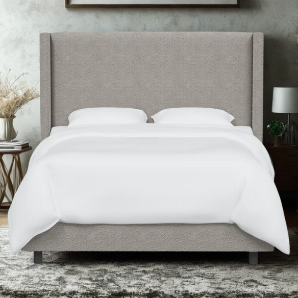 Cozy and Sleek Modern Queen Size Upholstered Wingback Bed