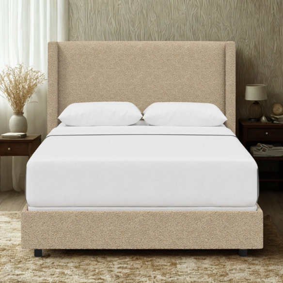 Cozy and Sleek Modern Queen Size Upholstered Wingback Bed