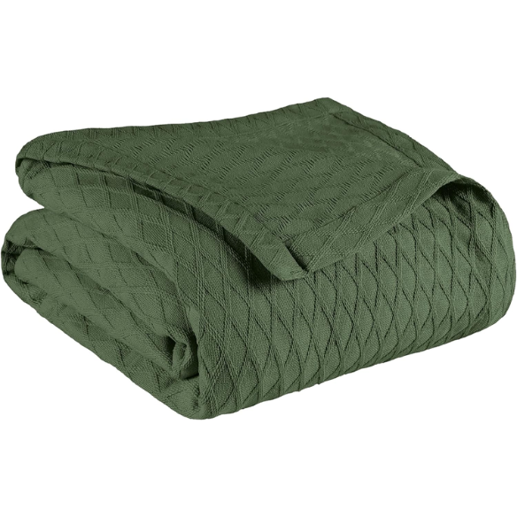 Green Weave Cotton Blanket – Elegant, Soft & Breathable All-Season Comfort