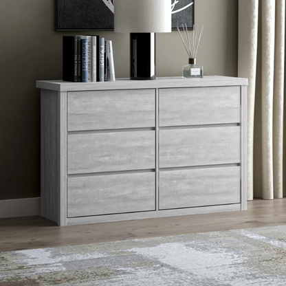 Modern 46.46'' 6-Drawer Double Dresser with Hidden Handles and Wood Grain Finish