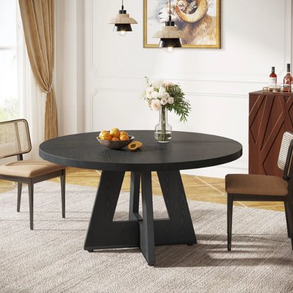 47-Inch Round Dining Table for 4 – Modern Wood Kitchen Table with MDF Legs, Perfect for Dining Room, Kitchen, or Living Room