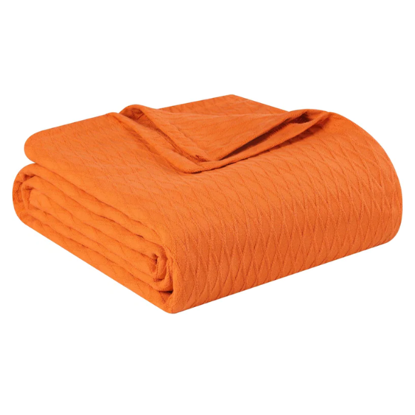 Burnt Orange Weave Cotton Blanket – Luxurious, Soft & Breathable All-Season Comfort