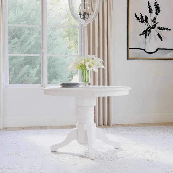 42" Round Pedestal Dining Table – Solid Hardwood Construction, Versatile Design, Seats 4