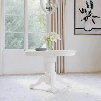 42" Round Pedestal Dining Table – Solid Hardwood Construction, Versatile Design, Seats 4