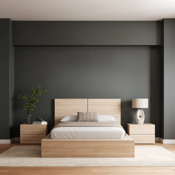Modern 4-Piece Queen Bedroom Set with Platform Bed, Headboard, and 2 Drawer Nightstands