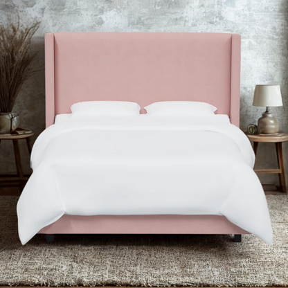 Cozy and Sleek Modern Queen Size Upholstered Wingback Bed