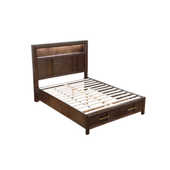Elegant Platform Storage 4-Piece Queen Bedroom Set – Timeless Design with Modern Functionality, Includes Bed, Dresser, Mirror, and Nightstand