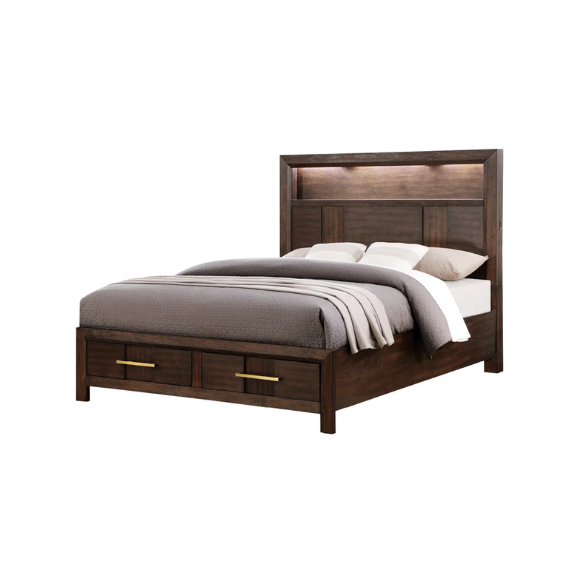 Elegant Platform Storage 4-Piece Queen Bedroom Set – Timeless Design with Modern Functionality, Includes Bed, Dresser, Mirror, and Nightstand