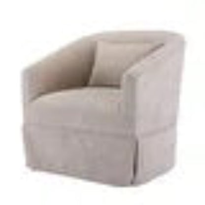 A set of two Beige Cream Swivel Accent Chairs featuring soft, neutral beige upholstery. Each chair is designed with a minimalist metal frame and elegant wood accents. The chairs include a 360-degree swivel base for easy movement and comfort, and they have plush foam and spring cushioning for support. Their versatile design fits a range of décor styles, making them perfect for living rooms, offices, bedrooms, or cozy reading spaces. The chairs are durable, sturdy, and built for long-lasting comfort.