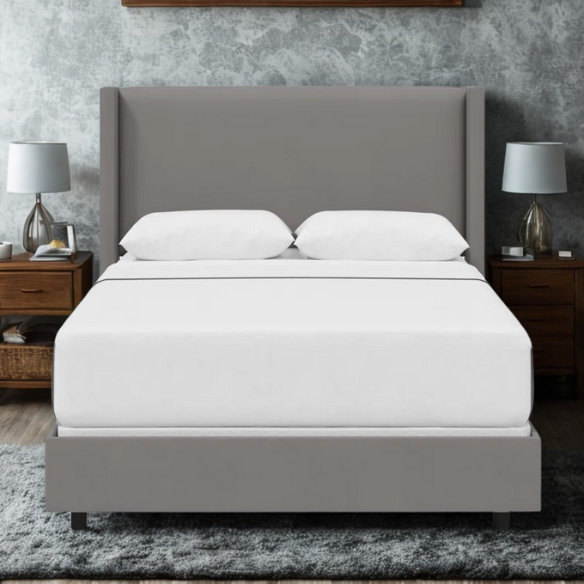 Cozy and Sleek Modern Queen Size Upholstered Wingback Bed