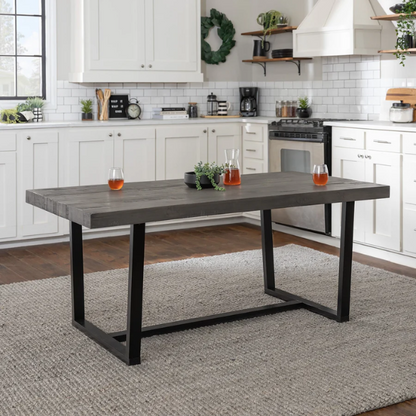 72-Inch Solid Wood Distressed Dining Table – Rustic Industrial Charm for Any Dining Room
