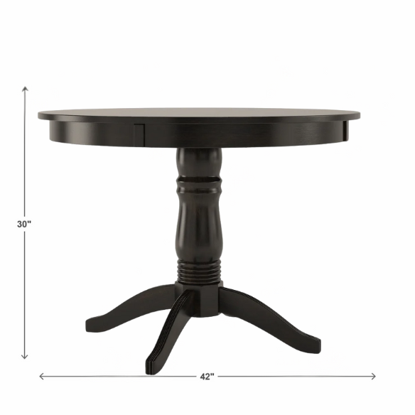 Round Pedestal Base Dining Table – Vintage Farmhouse Style with Distressed Finishes, Compact Design for Small Spaces, Timeless Classic Elegance