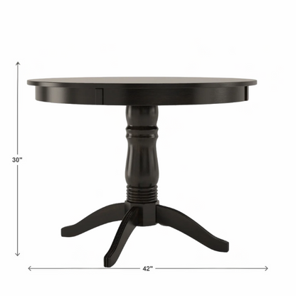 Round Pedestal Base Dining Table – Vintage Farmhouse Style with Distressed Finishes, Compact Design for Small Spaces, Timeless Classic Elegance