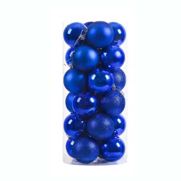 Navy Blue Christmas Ball Ornaments – 24-Piece Set, Shatterproof Holiday Decorations (Available in 3 cm, 4 cm, and 6 cm)