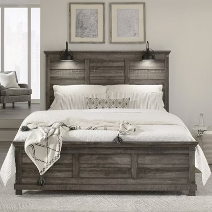 Urban Rustic Brown Wooden Full Double Size Bedroom Set – Stylish Design with Sturdy and Warm, Contemporary Charm
