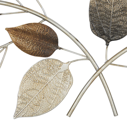 Textured Metal Leaf Wall Décor – Autumn-Inspired Bronze, Silver & Dark Gray Wall Sculpture for Traditional Home Décor