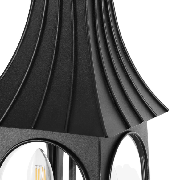 2-Light Black Outdoor Hanging Lantern Fixture with Clear Glass Shade – Modern Industrial Design for Porch, Patio, and Entryway