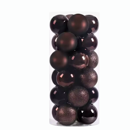 Brown Christmas Ball Ornaments – 24-Piece Set, Shatterproof Holiday Decorations (Available in 3 cm, 4 cm, and 6 cm)