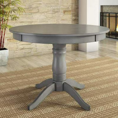 Round Pedestal Base Dining Table – Vintage Farmhouse Style with Distressed Finishes, Compact Design for Small Spaces, Timeless Classic Elegance