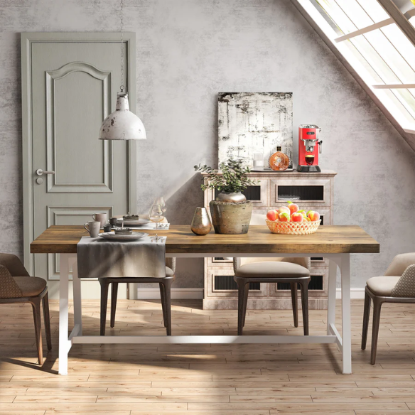 70.87-Inch Rectangular Dining Table for 8 – Sturdy Wood Kitchen Table with Industrial Metal Frame, Versatile Use for Dining, Office, or Events