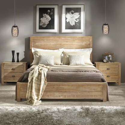 2-Piece Queen Panel Bedroom Set – Rustic Chic Design in 100% Solid Pine Wood from Sustainable Forests