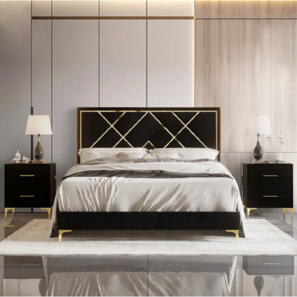Luxurious Royal Blue Upholstered Platform 3-Piece Twin Bedroom Set