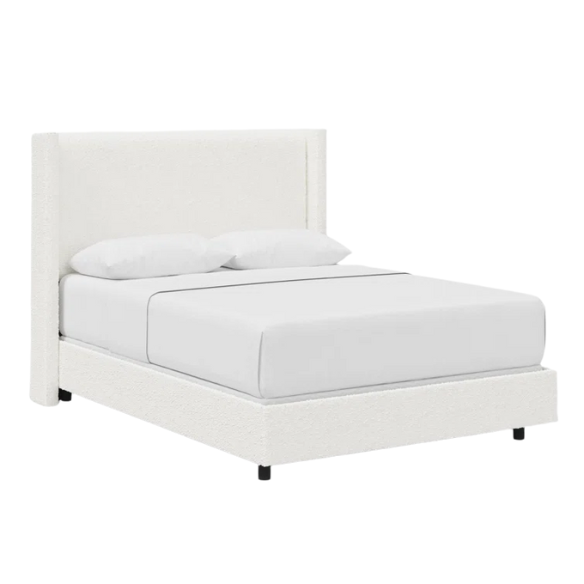 Cozy and Sleek Modern Queen Size Upholstered Wingback Bed