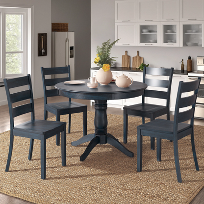 Round Pedestal Base Dining Table – Vintage Farmhouse Style with Distressed Finishes, Compact Design for Small Spaces, Timeless Classic Elegance