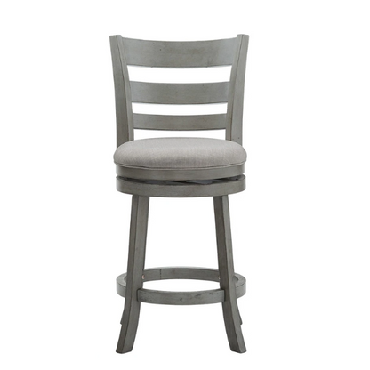 Upholstered Back Swivel Bar Stool – Durable Rubberwood Frame, 360° Swivel Seat, Ring Footrest, and Foam-Padded Linen or Faux Leather Upholstery for Comfortable Everyday Dining
