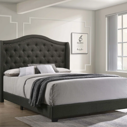 Button Tufted Upholstered Full Double Bed with Panel Headboard Design – Elegant and Comfortable with Premium Upholstery