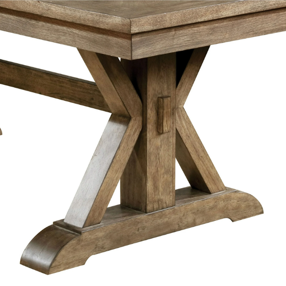 Rustic Oak 90-Inch Expandable Dining Table – Classic Country Charm with Double Pedestal Base, Seats 8, Solid Wood Construction