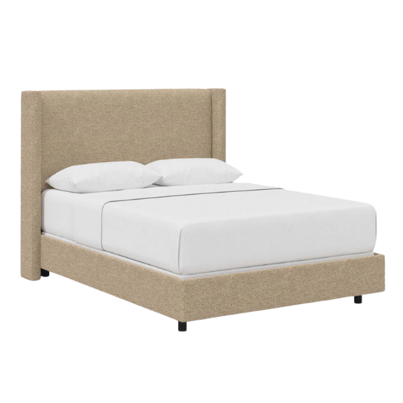 Cozy and Sleek Modern Queen Size Upholstered Wingback Bed