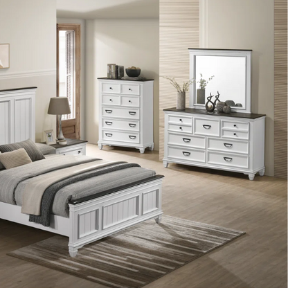 Solid Wood 6-Piece Storage Bedroom Collection – Rustic Charm with Headboard Storage, USB Charging Station, and Durable New Zealand Pine Construction