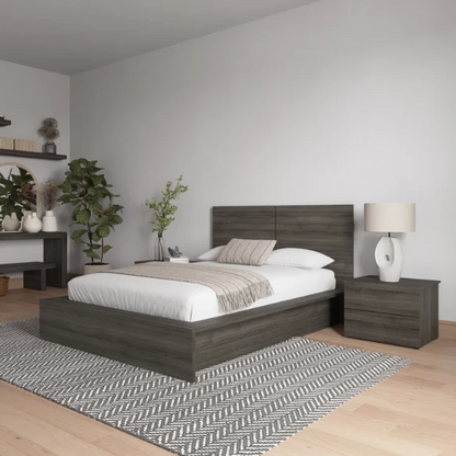 Modern 4-Piece Queen Bedroom Set with Platform Bed, Headboard, and 2 Drawer Nightstands