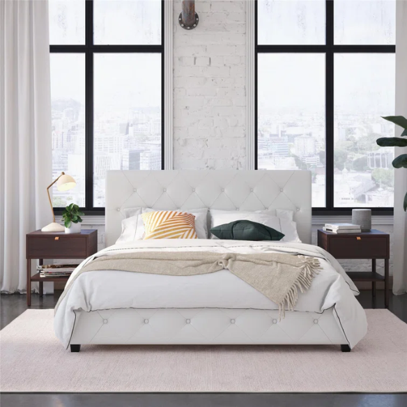 Luxurious Faux Leather Platform Bed – Full Double Size with Sleek Modern Design