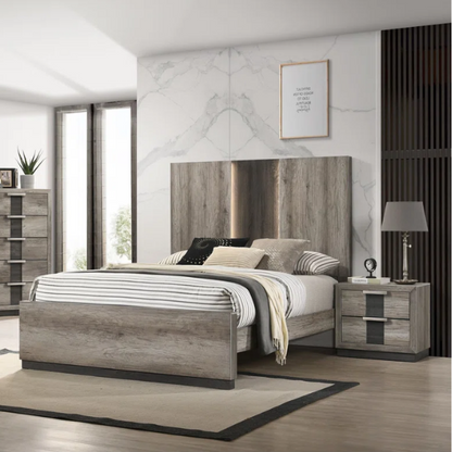 6-Piece Dark Grey Wooden Queen Bedroom Set – Modern Elegance with Sleek Storage Solutions
