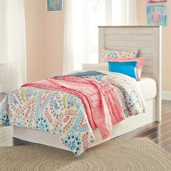 Charming Rustic White: 2-Piece Twin Bedroom & Dresser Set for a Cozy Retreat