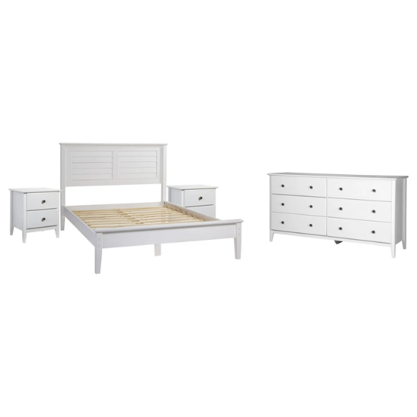 Brushed Wooden Full Double Size Bed and Bedroom Set – Elegant Design with Sturdy Construction and Rustic Charm
