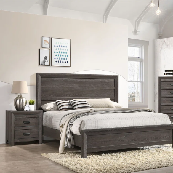 Panel Bedroom Set Special 5-Piece Queen Set – Timeless Elegance with Rich Brown Finish, Decorative Details, and Ample Storage