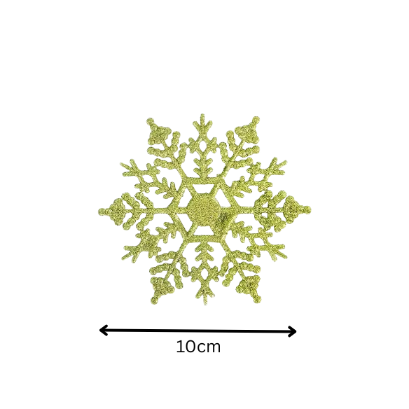 Green Glitter Snowflake Christmas Ornaments – Whimsical Holiday Décor Set (12 Pieces)