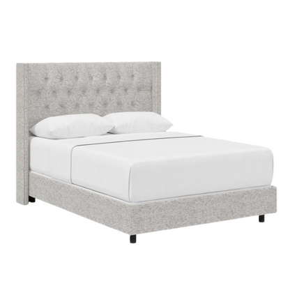 Timeless Upholstered Wingback King Size Bed with Button Tufting and Nailhead Trim