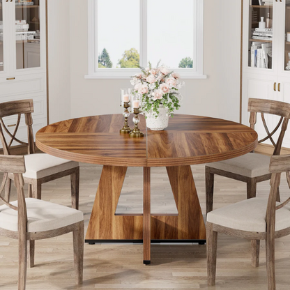 47-Inch Round Dining Table for 4 – Modern Wood Kitchen Table with MDF Legs, Perfect for Dining Room, Kitchen, or Living Room