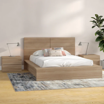 Modern 4-Piece Queen Bedroom Set with Platform Bed, Headboard, and 2 Drawer Nightstands