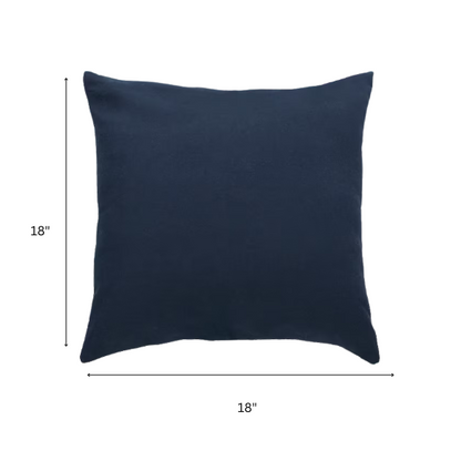 Set of 2 royal blue square throw pillows with corded edges and hidden zipper closure, made of soft cotton-blend twill fabric, perfect for modern and transitional home décor.