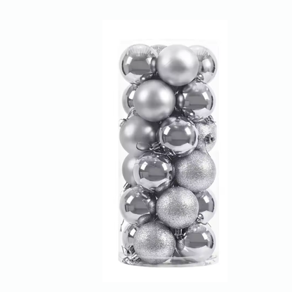 Silver Christmas Ball Ornaments – 24-Piece Set, Shatterproof Holiday Decorations (Available in 3 cm, 4 cm, and 6 cm)