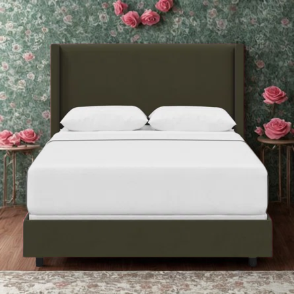 Cozy and Sleek Modern Queen Size Upholstered Wingback Bed